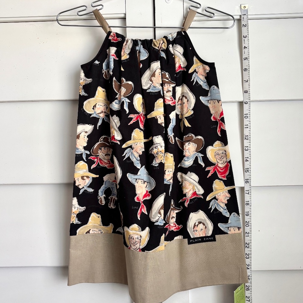 RARE Girls Vintage Cowboy Summer Pillowcase Dress